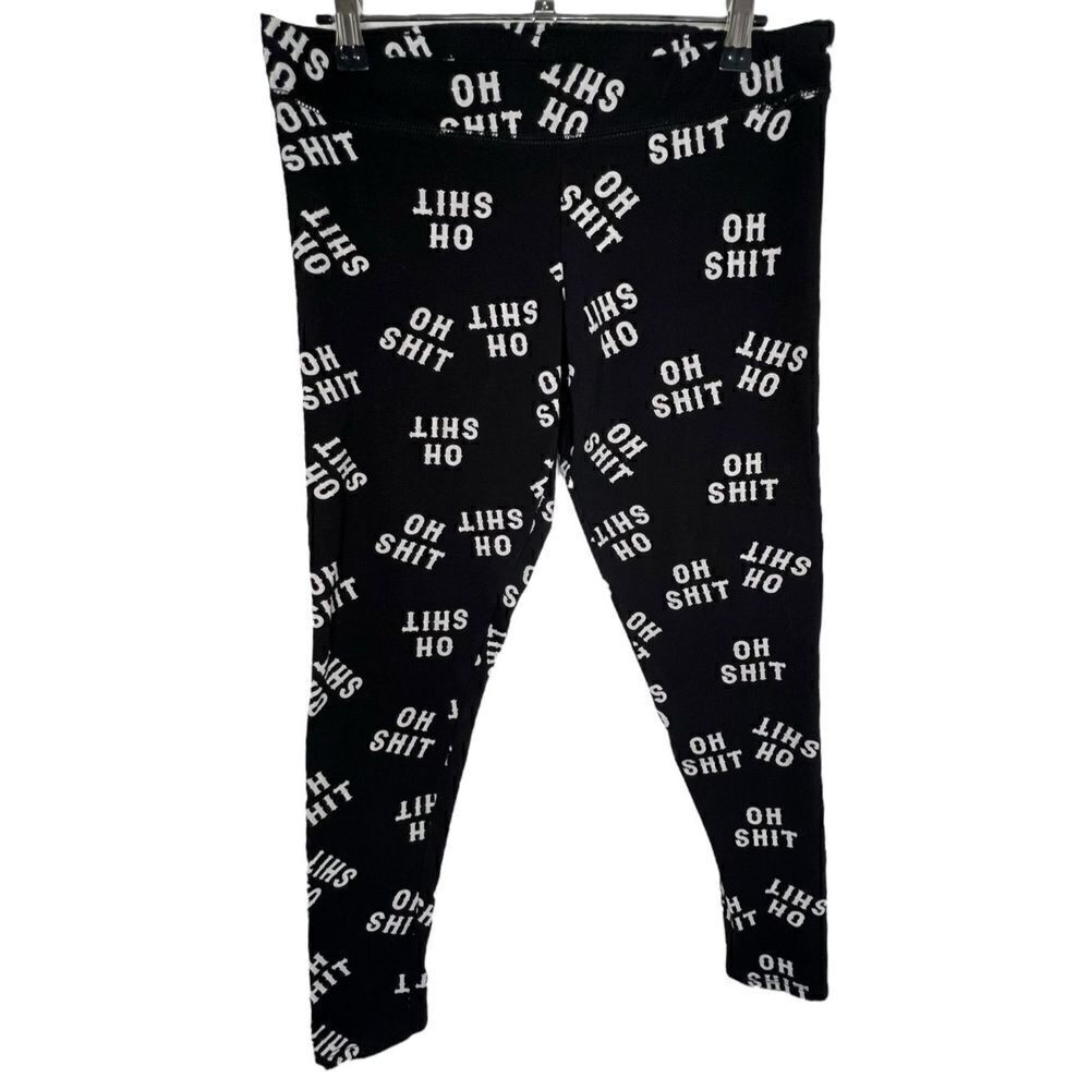Garage Black and White Leggings With “Oh Sh*t” Graphic All Over